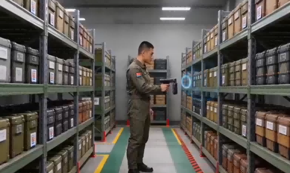 RFID Handheld Reader for Batch Inventory Staff using an RFID handheld reader to perform fast batch inventory in a warehouse setting