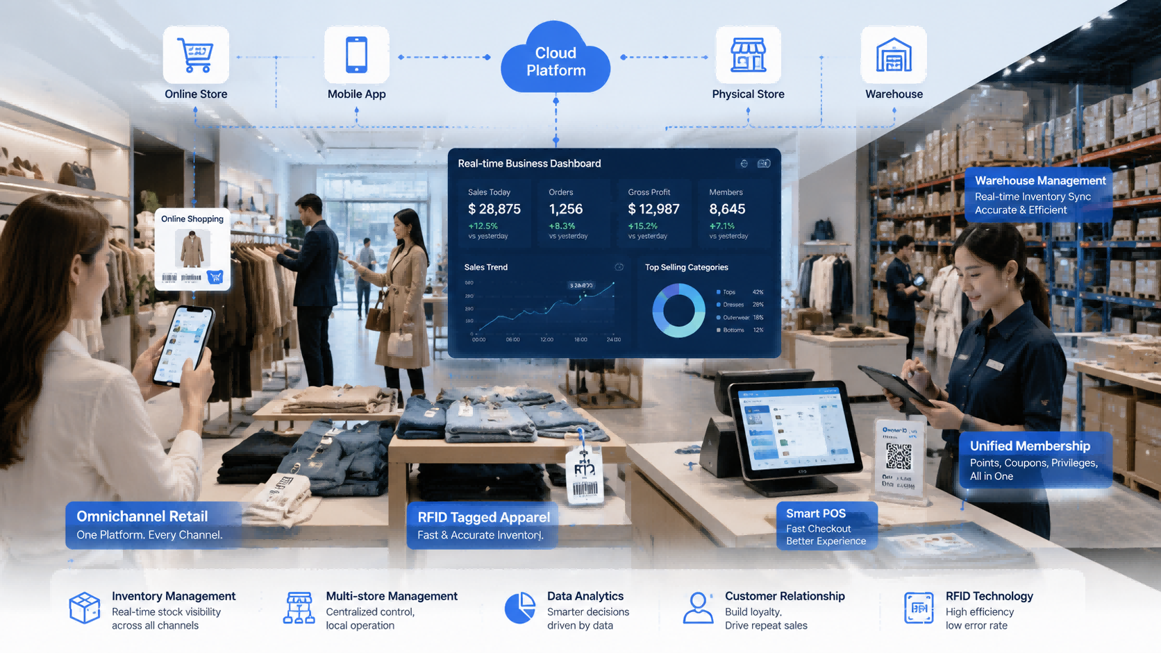 Fashion retail management software with omnichannel inventory and POS
