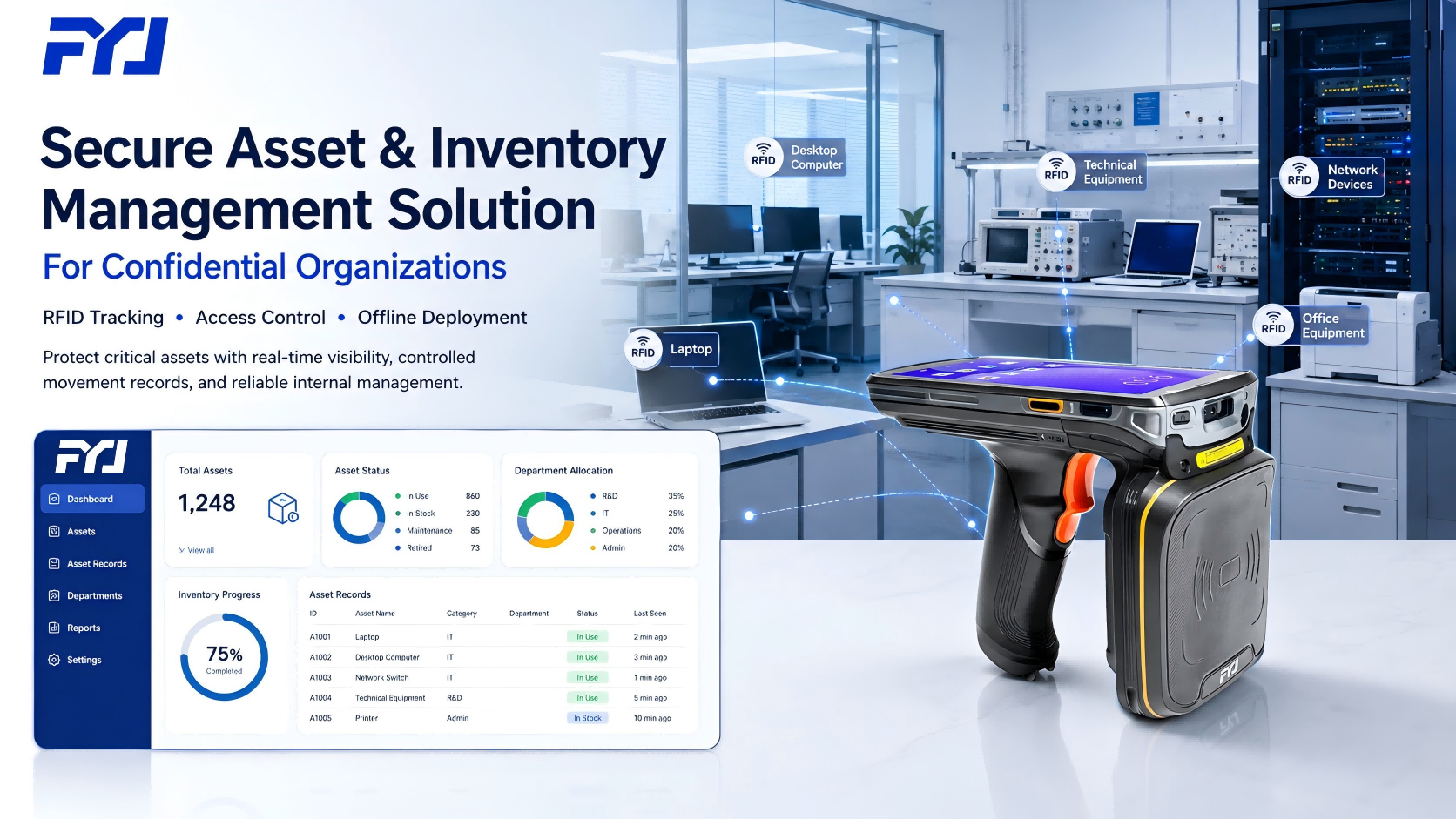 Secure asset management solution using RFID PDA, asset tracking software and RFID technology